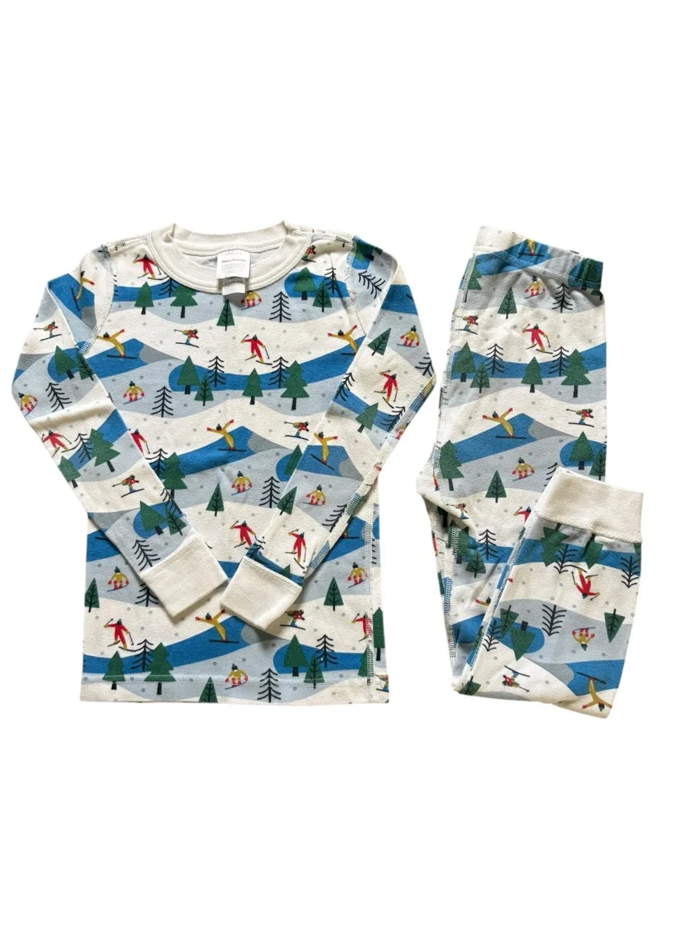 Hanna Andersson Organic Cotton Pajama Set Winter Ski Print Kids Size 5 or 110cm